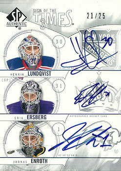 SP Authentic Sign of The Times SOTT Triple Lundqvist Ersberg Enroth Sweden