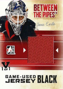 ITG Between The Pipes Game-Used Jersey Black 15-16 ITG Final Vault Stamp Black