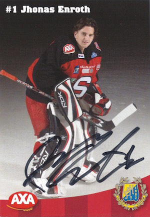 2007-2008 Jhonas Enroth Södertälje SK Team Issued card AXA ICA