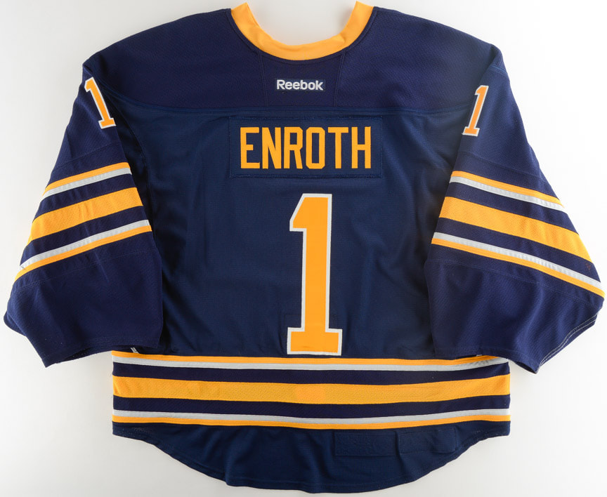 sabres enroth game used home jersey