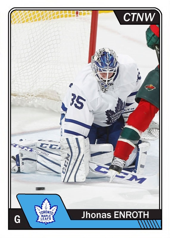 goalie Jhonas Enroth Toronto Maple Leafs custom hockey card Topps design