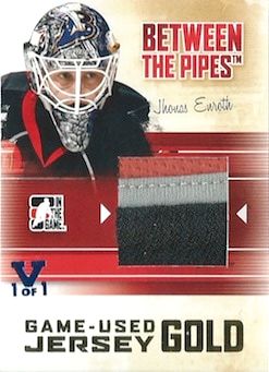 ITG Between The Pipes Game-Used Jersey Gold 15-16 ITG Final Vault Stamp Blue