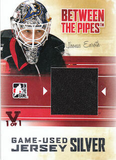 ITG Between The Pipes Game-Used Jersey Silver 15-16 ITG Final Vault Stamp Red
