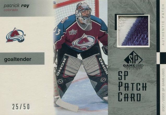 Patrick Roy Upper Deck SPGU Patch Card out of 50.