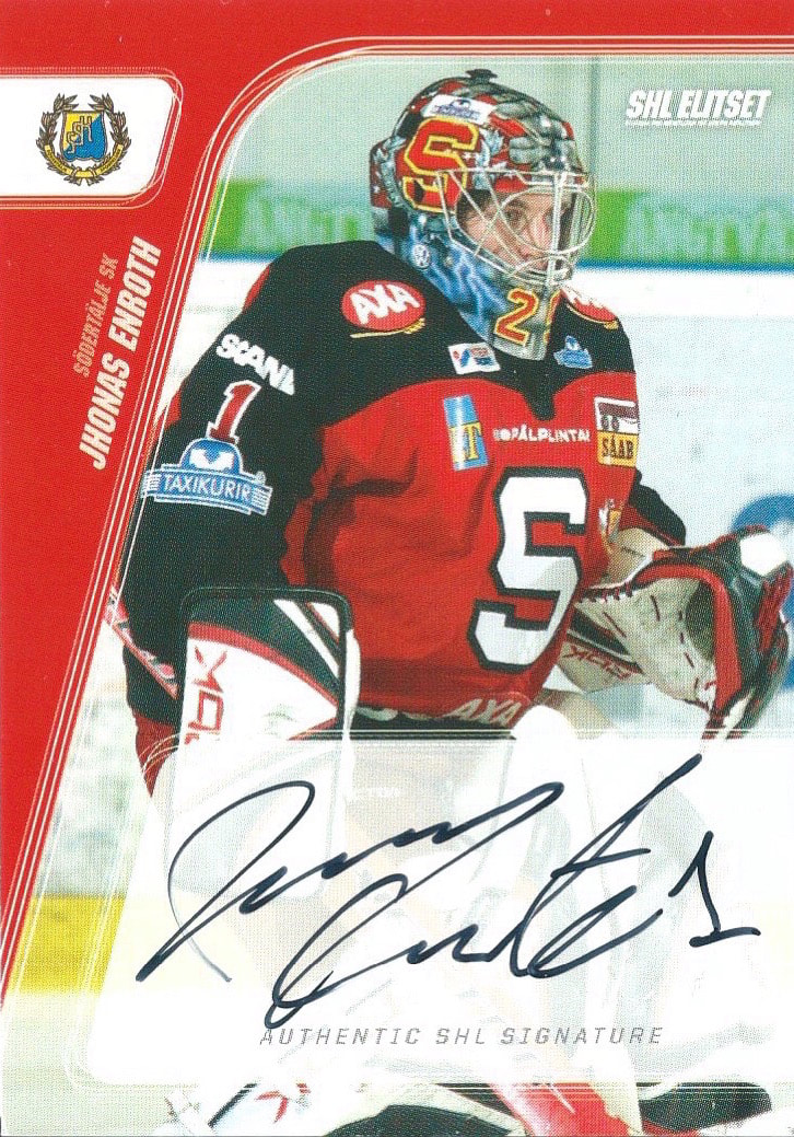 Jhonas Enroth 2007-08 Södertälje hockey card