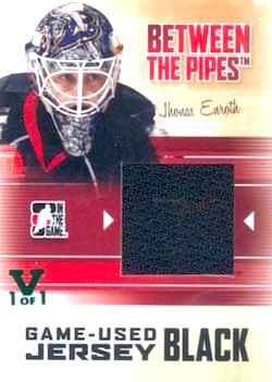 ITG Between The Pipes Game-Used Jersey Black 15-16 ITG Final Vault Stamp Green
